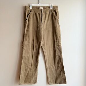 H&M High Rise Cotton Carpenter Cargo Utility Pants in Olive Green size 14 waist